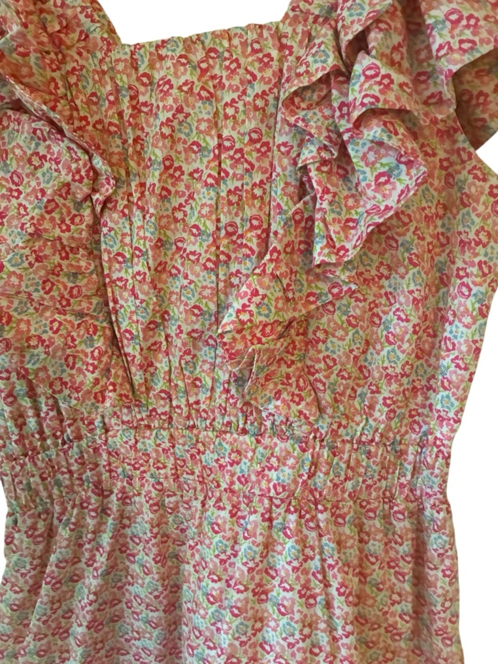 Hyacinth House April Mini Dress Pink Floral Ruffle Smocked Waist XS EUC - Picture 4 of 6